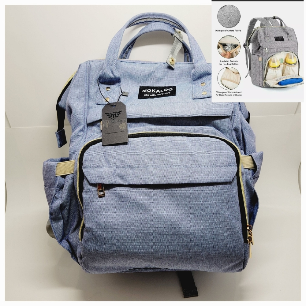New Large Diaper Bag Backpack Mokaloo Waterproof Maternity Nappy Bags Changing.